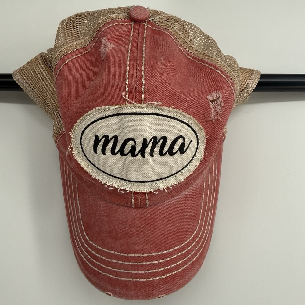 David And Young Embroidered Mama Distressed-Look Cotton Adjustable Baseball Cap